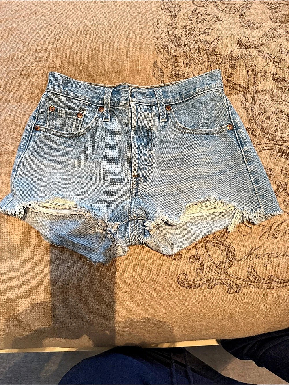 Levi's 501 Original Distressed Denim Jean Shorts - 25